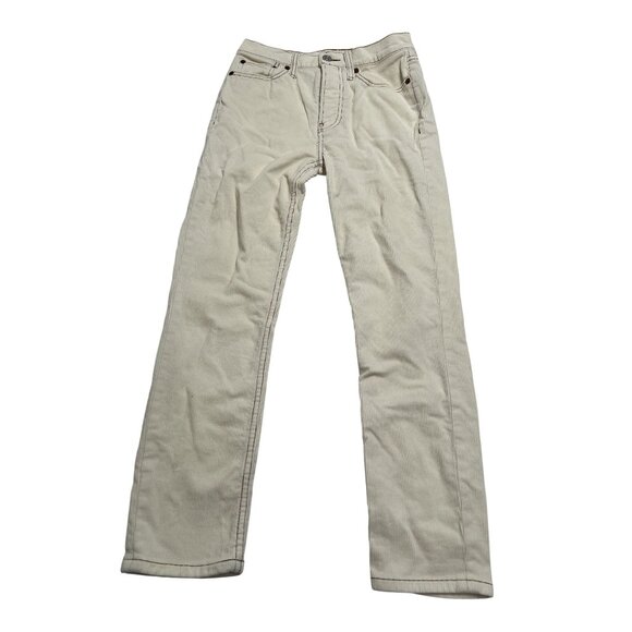 RE/DONE Corduroy Stretch High Rise Ankle Crop Jeans in Winter White
